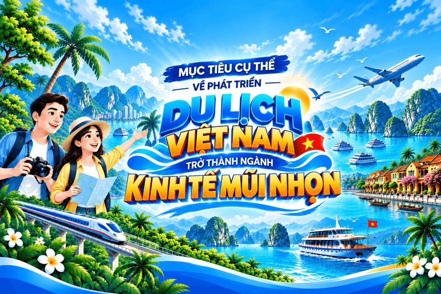 [Infographic] - Mục tiêu cụ thể về phát triển du lịch Việt Nam trở thành ngành kinh tế mũi nhọn