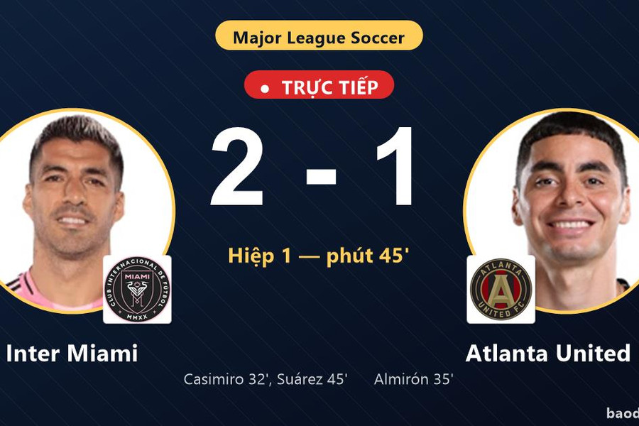 Trực tiếp Inter Miami vs Atlanta United FC: Hiệp 2 bắt đầu, Inter Miami dẫn 2-1