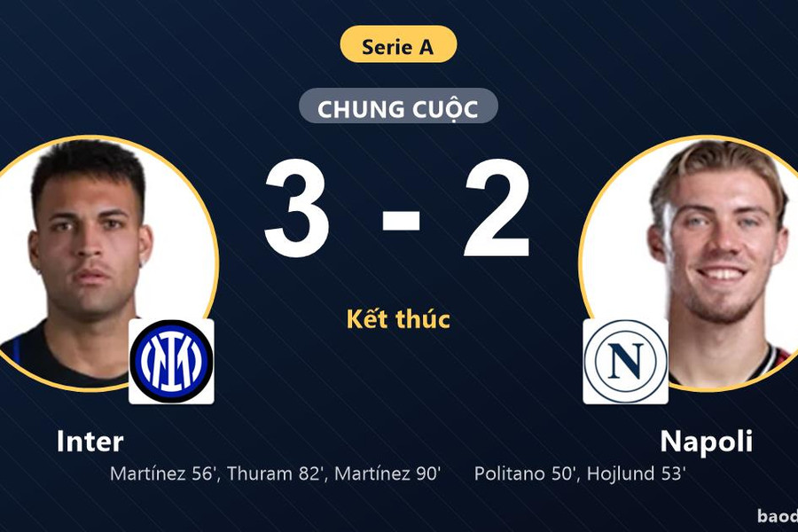 Ngược dòng nghẹt thở hạ Napoli, Inter vươn lên top 3 Serie A