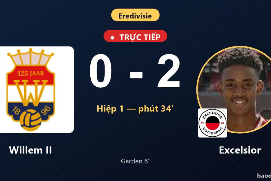 Trực tiếp Willem II vs Excelsior: Hết hiệp 1, Excelsior dẫn 2-0
