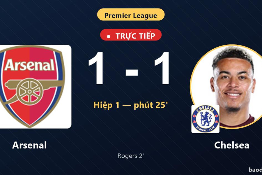 Trực tiếp Arsenal vs Chelsea: Hết hiệp 1, hòa 1-1