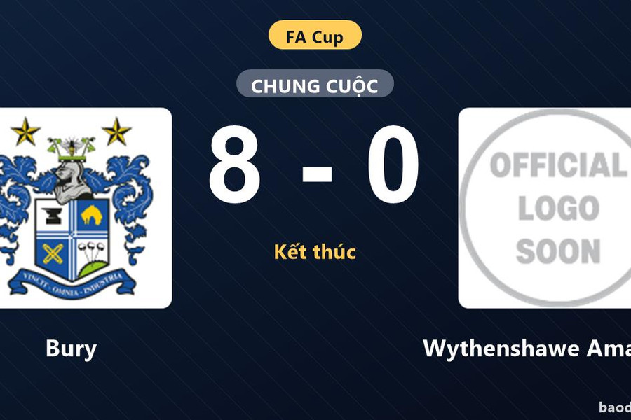 Bury thắng đậm Wythenshawe Amateurs tại vòng loại thứ nhất FA Cup