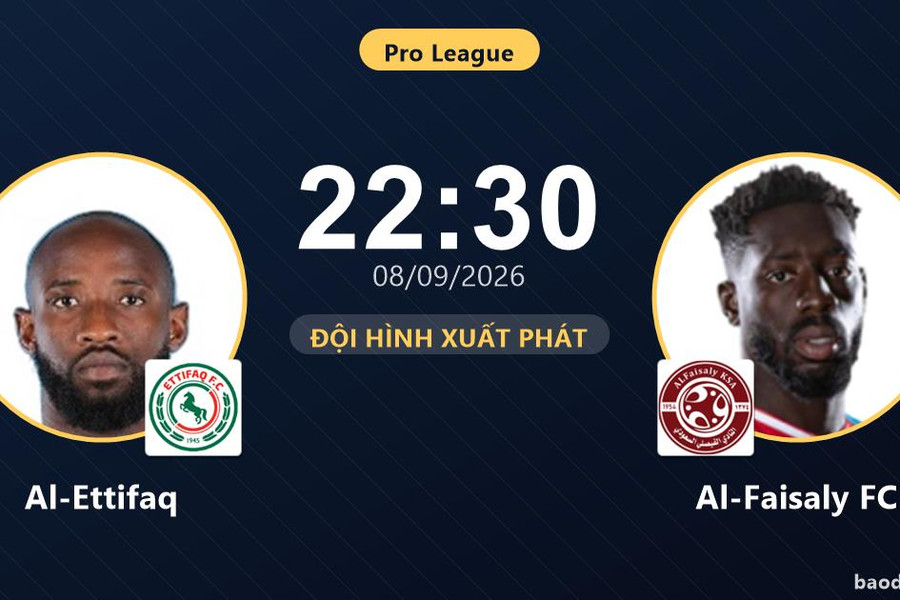 Trực tiếp Al-Ettifaq vs Al-Faisaly FC: Hiệp 2 bắt đầu, hòa 0-0