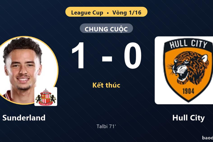 Sunderland vào vòng 1/8 League Cup, Hull City ngậm ngùi dừng bước