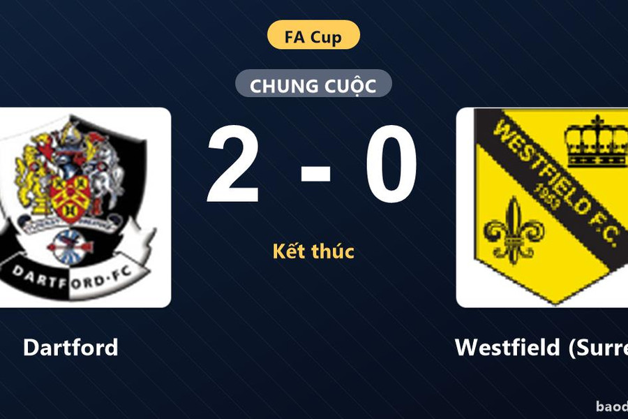 Dartford vượt qua Westfield (Surrey) 2-0 ở trận đá lại FA Cup