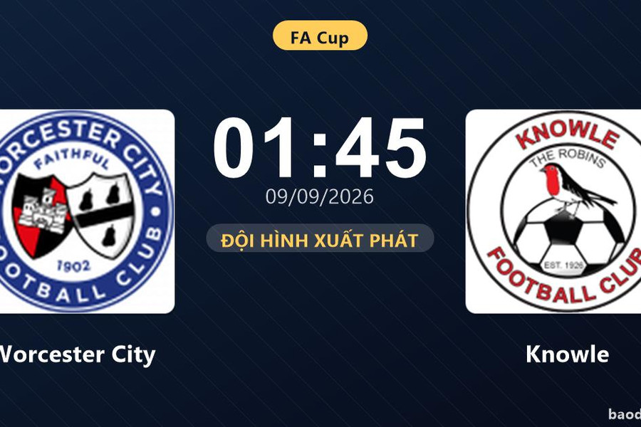 Trực tiếp Worcester City vs Knowle: Đội hình xuất phát