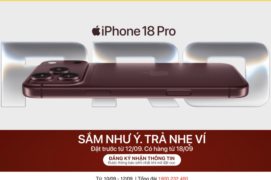 iPhone 18 Pro mở đặt trước tại Việt Nam từ tối 12/9: Có chip A20 Pro và camera biến thiên