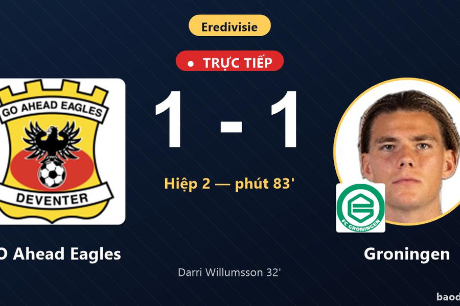 Trực tiếp GO Ahead Eagles vs Groningen: Hai đội hòa 1-1