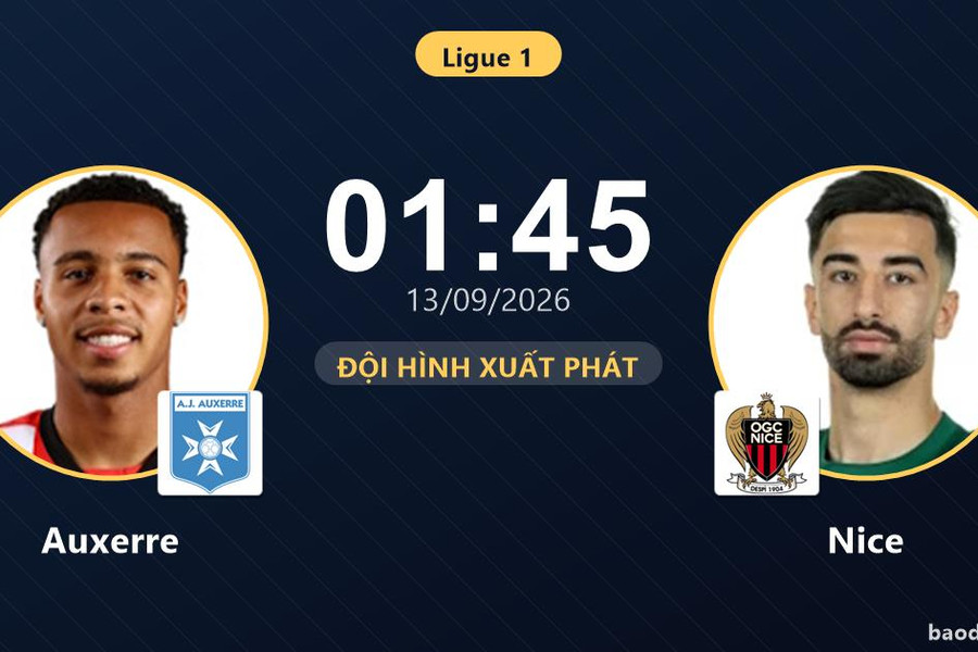 Trực tiếp Auxerre vs Nice: Đội hình xuất phát